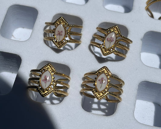 Bague triple monture - Daucus carota rose