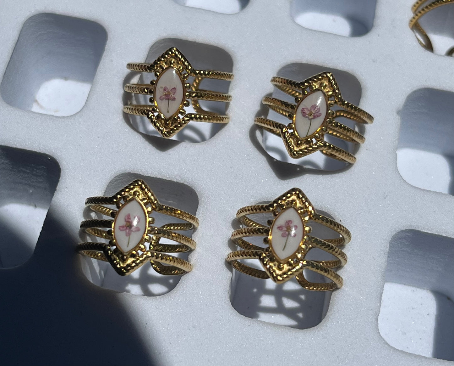Bague triple monture - Daucus carota rose