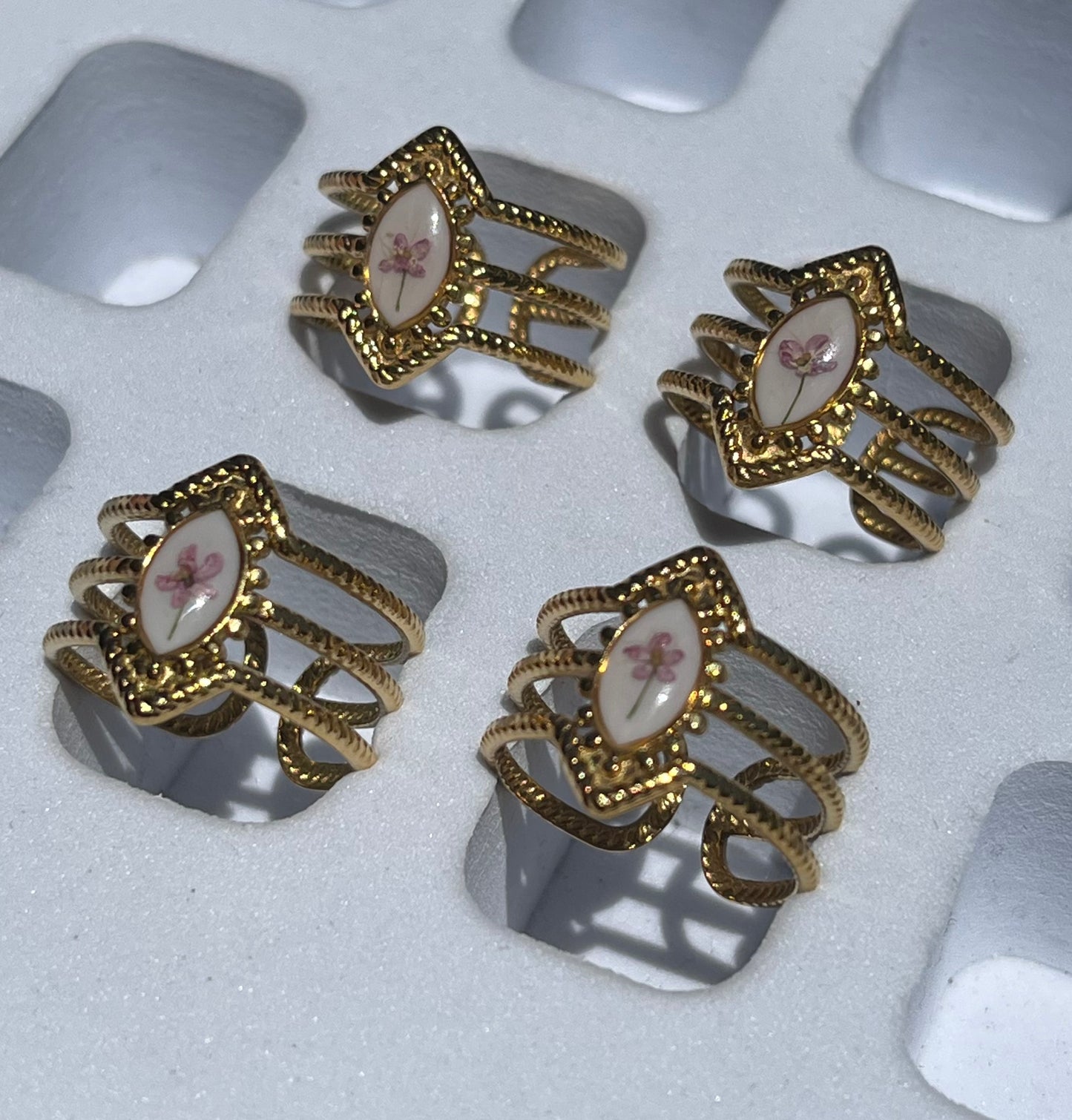 Bague triple monture - Daucus carota rose
