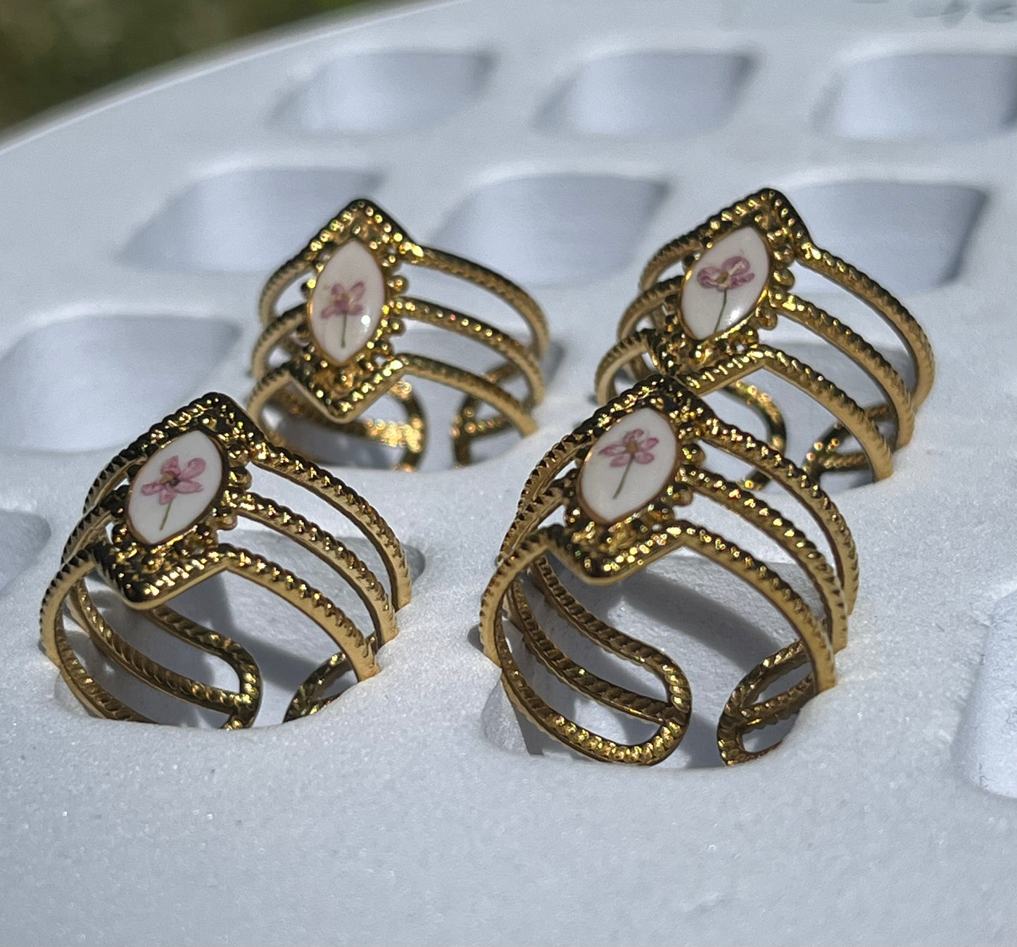 Bague triple monture - Daucus carota rose