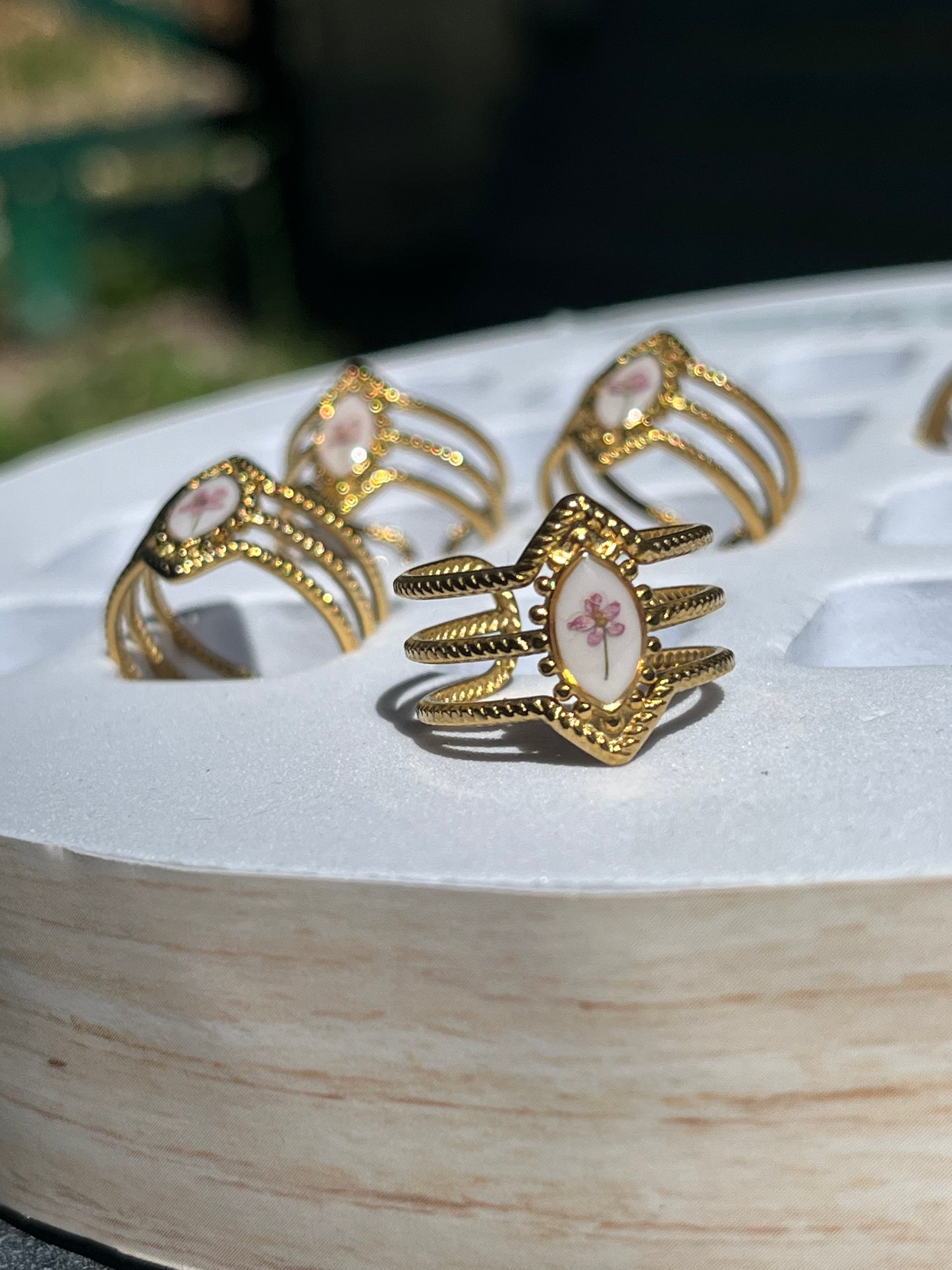 Bague triple monture - Daucus carota rose