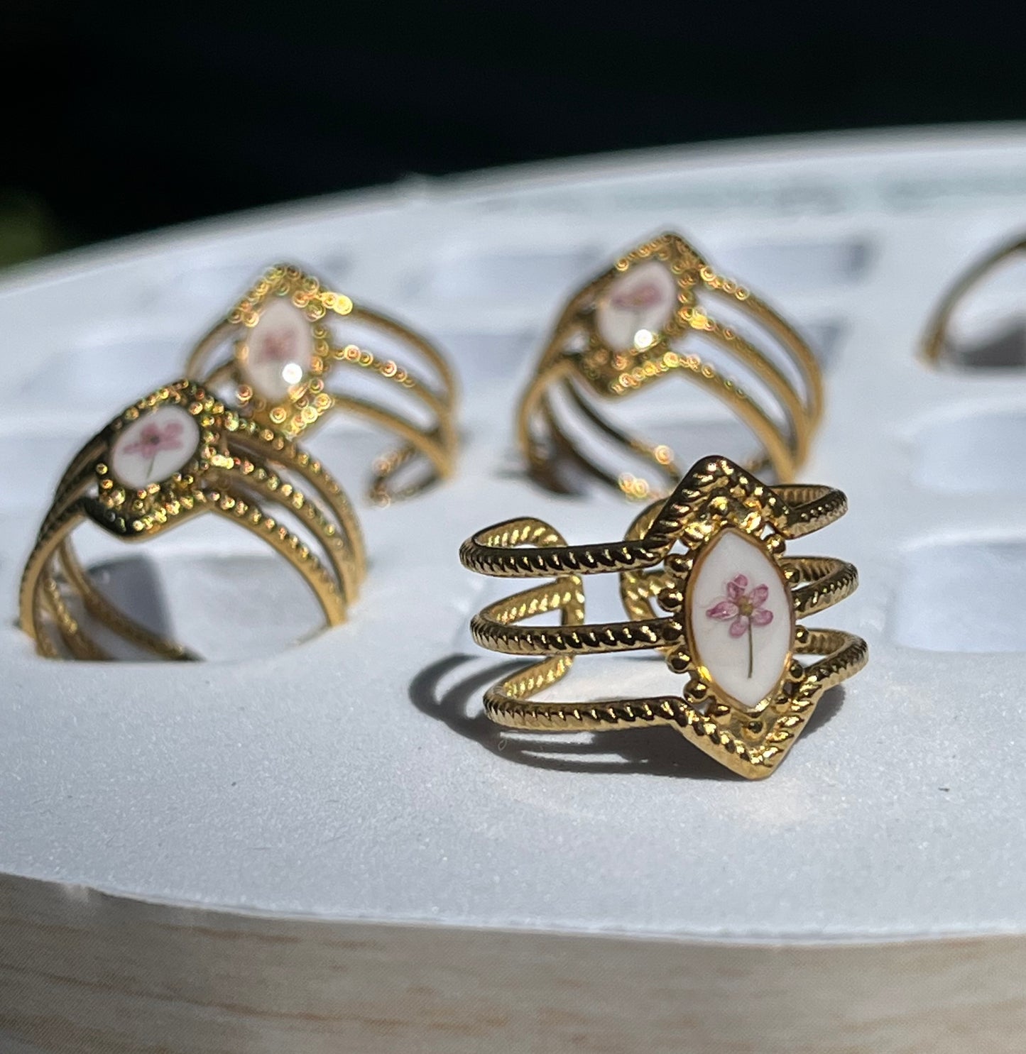 Bague triple monture - Daucus carota rose
