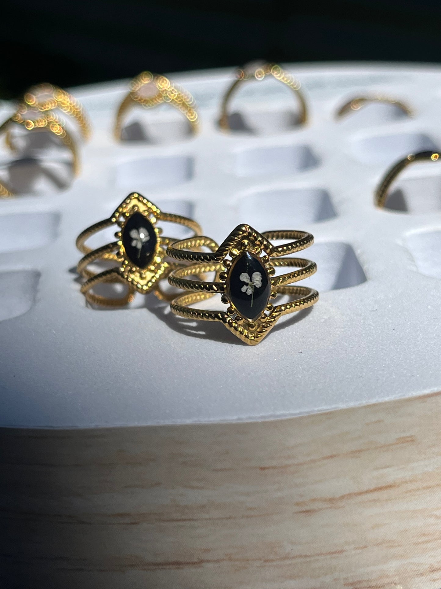 Bague triple monture - Fond noir