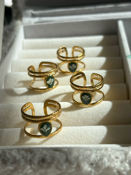 Bague double monture - vert sapin